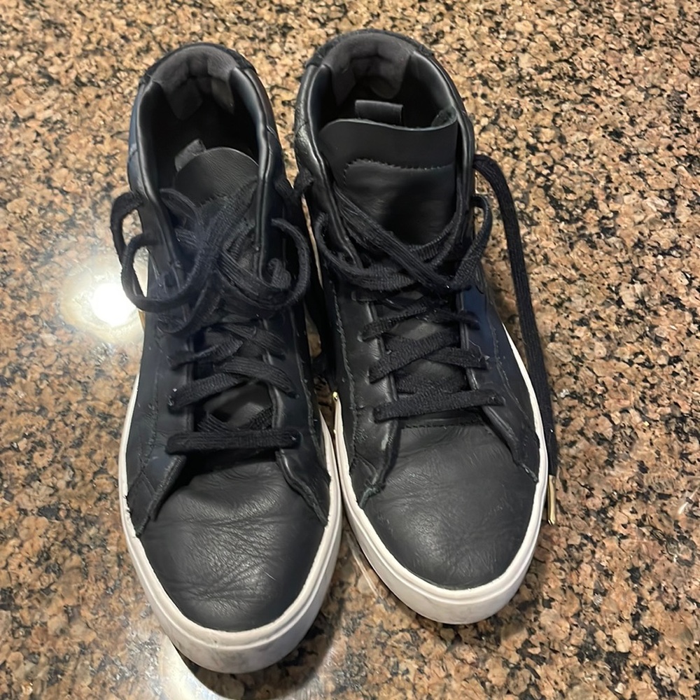 Adidas black leather high top
